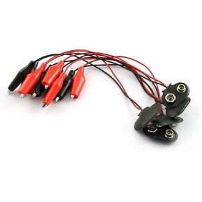 5pcs T Type 9V Battery Snap Connector to Dual Alligator Clips Cable