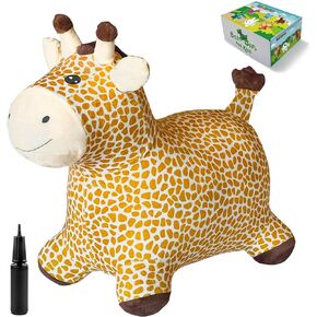 Giraffe Bouncy Horse Toy, Inflatable Plush Bouncing Horse for Toddlers, Outdoor Ride on Bouncy Animals, Birthday Gift for 18 Months 2 3 4 Year Old Boy or Girl