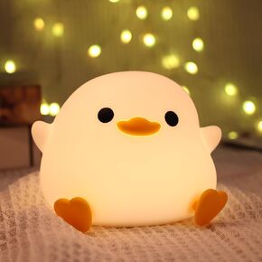 Lampeez Cute Duck Night Light Baby Nursery Lamp Gifts for Kids Bedside Lamp LED Light Timer Setting Dimming Table Lamp Bedside USB Charging Nursing/Breastfeeding Safety ABS + Silicon Birth Celebration