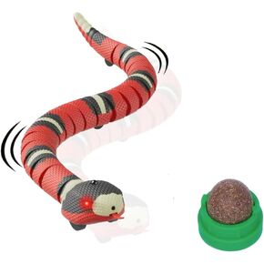Cat Toys Snake Interactive,Cat Toy with Catnip Gall Fruit, Smart Sensing Snake Toy Automatic & Interactive Toy Snake for Indoor Cats with Bonus Catnip Gall Fruit Toy
