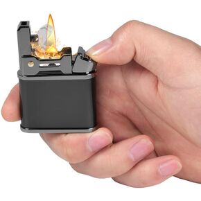 Fluid Refillable Lighter - Windproof Lighters Vintage with One Press Ignition; Personalized Lighters for mem; Pocket Lighter Use with Lighter Fluid (Bronze)