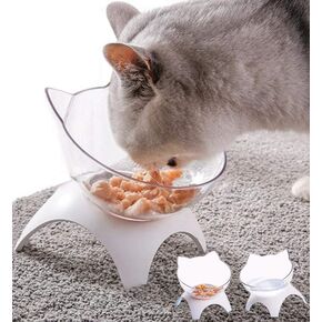 Japard Elevated Cat Bowls 2, Cute Tilted Bowls and Dishes for Cats & Small Dogs, Anti Vomiting Raised Pet Bowls for Dry and Wet Food, 3.1" High Whisker Friendly Anti Vomiting (6.76Fl oz, 2 Pack)