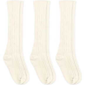 Jefferies Socks Baby Girls' Classic Cable Knee High Socks 3 Pair Pack