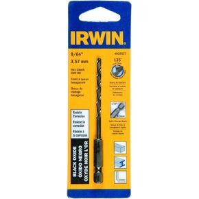 Irwin Tools 4935637 Black Oxide Hex Shank Drill Bit, 9/64-Inch
