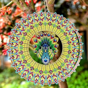 Wind Spinner Colorful Butterfly 12 inch 3D Stainless Steel Laser Cut Metal Double Sided Printing-Hanging Indoor/Outdoor Decorations Yard Gardening Decor,Metal Kinetic Art Ornament Gifts