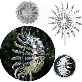 Wind Spinners for Yard and Garden，Windmills for The Yard Garden,Pinwheels for Yard and Garden,Garden Decor for Outside,Metal Yard Art (2 PCS -Silver)