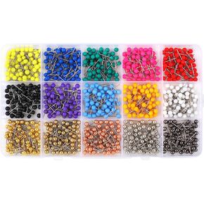 810 PCS Map Pins, 1/8 Inch Map Tacks, Colored Push Pins, 15 Assorted Colors (Each Color 54 PCS) in Map Push Pins, Push Pins for Bulletin Board