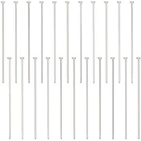 Beebeecraft 1 Box 50Pcs 20mm Head Pins Sterling Silver Flat Eye Quilting Satin Straight Pins for Sewing Dressmaker Jewelry Making DIY Craft Head 1.5mm