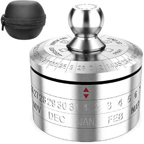 Stainless Steel Lucky Fidget Spinner Men Gifts Office Desk Decor Anxiety Relief Paperweight Roulette Dice Game Decision Maker Important Date Reminder Calendar
