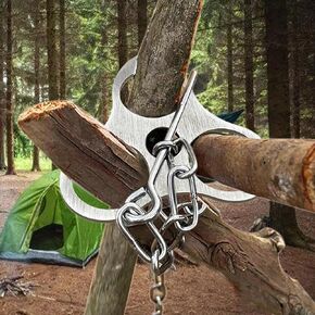Stainless Steel Camping Tripod Board Campfire Support Plate, Outdoor cooking tripod, Camping tools Hanging Cookware with Adjustable Chain