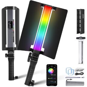 NEEWER RGB1 LED Tube Light Stick with Metal Barndoor, Handle, Touch Bar/APP Control, Magnetic Handheld RGB Video Light, 3200K-5600K CRI98+ Dimmable Photography Lighting with 6400mAh Battery, 17 Scenes