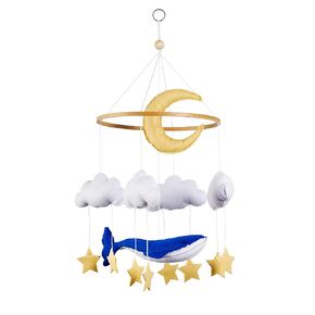 Baby Crib Mobile Whale Moon and Cloud with Stars Crib Mobile for Boys and Girls Felt Ocean Nursery Mobile Bassinet Mobile Nursery Decor Neutral