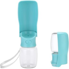 ORANMECCI Foldable Dog Water Bottle,12oz(350ml) Portable Pet Water Bottle,Leak Proof and Food Grade Plastic Dog Travel Water Dispenser with Drinking Bowl for Pet Outdoor Walking,Hiking,Travel(Blue)