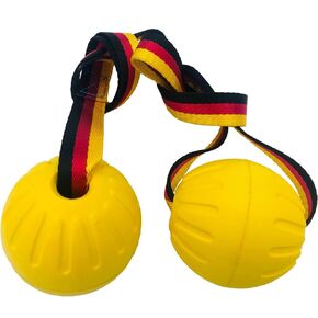 2pcs Diameter 2.76inch Dog Rope Ball, EVA Rubber Ball on a Rope Dog Toy can Floats in Water, for Interactive Pet Chewing Training Working Dog Rope Ball Toy, Tugging Ball Toys(Yellow)