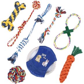 ألعاب حبل للكلاب من يورووان للمضغ العدواني، ألعاب مضغ قوية للكلاب لسلالات الكلاب الكبيرة والمتوسطة الحجم، ألعاب مضغ أسنان لطحن الكلاب، لعبة شد قطنية تفاعلية للكلاب، لعبة مضغ مجموعة من 8 قطع in Kuwait