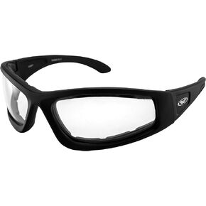Global Vision Triumphant 24 Padded Motorcycle Sunglasses Gloss Black Frames Transforming Photochromic Clear to Smoke Lenses Z87+