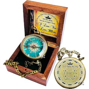 Gifts from Mom for Daughter or Son - to My Son Camping Compass Engraved with Gifts, Love Mom – Graduation Day Gifts for Son - Son Birthday Gifts - Confirmation Gifts for Son - Memorable Gifts for Son.