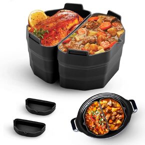 Silicone Crock Pot Liner Crockpot Divider, 6 Quart Crock Pot Liners Reusable, Reusable Slow Cooker Liner, Suitable For Microwave, Oven, 7-8 Quart Oval Slow Cooker Crock Pot Black in Saudi Arabia