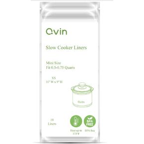 Qvin Small Slow Cooker Liners, BPA free and Easy Clean-Up Cooking Bags, Fit 0.65QT small Slow Cooker and mini crockpot, 10Pieces