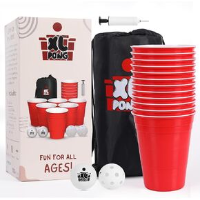 XL Pong - Giant Pong Set with Durable Buckets, Inflatable Pong Balls, and Bag. Giant Pong Outdoor Game, Yard Pong Outdoor Game, Giant Yard Pong, Yard Pong Game Set - Perfect for Outdoor Gatherings