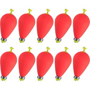 10 Pack Fishing Bobbers Floats, Weighted Bobbers for Fishing Pear Shape EVA Foam Oval Snap-on Floats, Fishing Corks Floaters Buoys for Crappie Bass Panfish Bluegills Trout