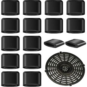 16 Pcs Air Fryer Rubber Bumpers Air Fryer Tray Rubber Feet Air Fryer Replacement Parts Accessories Rubber Non-Scratch Protective Covers Tip Silicone Pieces for Air Fryer Grill Pan(Black)
