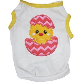 Petitebella Chick Egg Puppy Dog Shirt (Hot Pink/Yellow, X-Small)