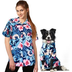 Dog Shirts Hawaiian Shirt for Small Medium Large Dogs Matching Dog and Owner Short Sleeves Beach Shirt Owner and Pet Shirts are Sold Separately (Blue2 Only for Pet, XX-Large)