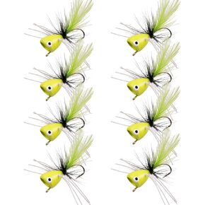 Fly Fishing Poppers, Topwater Fishing Lures Kit Bass Poppers Flies for Fly Fishing Lures Colorful Bait Dry Fly Fishing Flies for Freshwater Panfish Bass Steelhead Bass Trout Salmon Bluegill Crappie