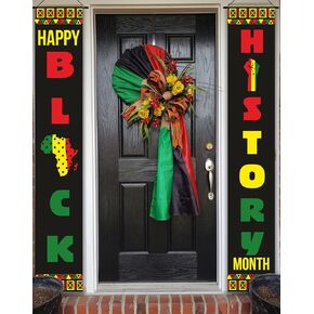 Happy Black History Month Decorations, Black History Month Porch Sign & Hanging Banners 12x72Inch for Outside Outdoor