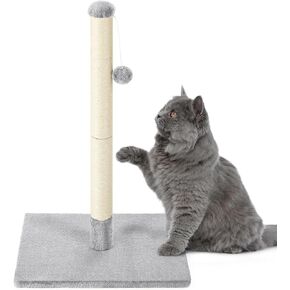 24" Tall Cat Scratching Posts for Indoor Cats and Kittens Cat Scratchers with Dangling Ball Vertical Scratcher with Premium Sisal Rope Cat Scratch Furniture Protector, Light Grey