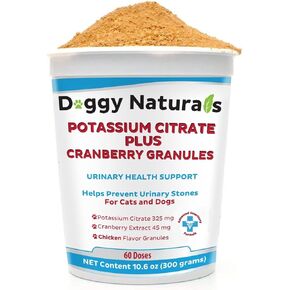 Potassium Citrate Plus Cranberry Granules 300gm for Cats and Dogs - Urinary Tract Support-Helps Deter Formation of Calcium Oxalate Stones - Deters Bladder & Kidney Stones (Made in U.S.A)