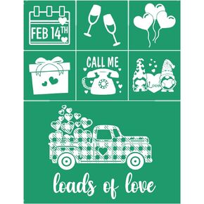Reusable Silk Screen Stencil Valentine Ornaments Love Bundle Small Mesh Stencils for Chalk Paste Paint on Wood, Fabric, Valentine Mugs, DIY Valentine Gift Card/Anniversary/Wedding Favors