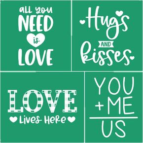 Reusable Silk Screen Stencil Valentine Ornaments Love Bundle Small Mesh Stencils for Chalk Paste Paint on Wood, Fabric, Valentine Mugs, DIY Valentine Gift Card/Anniversary/Wedding Favors