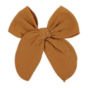 5.5 Inch Sky Blue Fable Hair Bow: Handmade Linen Cotton Hair Clip for Girls - 1 PCS