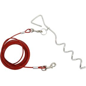 كابل ربط الكلاب ووتد، 30 قدمًا سلاسل للكلاب مقود خارجي للكلاب و16 بوصة للكلاب مضادة للصدأ مناسبة للكلاب المتوسطة والكبيرة التي يصل وزنها إلى 100 رطل، للتخييم والمنتزه والحديقة والفناء in Kuwait