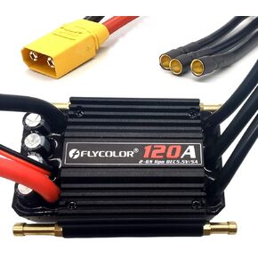Flycolor 120A Waterproof Brushless ESC Electronic Speed Controller with 5.5V/5A BEC and XT90 4.0mm Banana Head Connector for Model Ship RC Boat