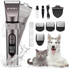 siwiey 2 in 1 Dog Grooming Clippers with Small Trimmer, 3-Speed High Power Quiet Rechargeable Dog Shaver Hair Clippers Kit, USB Cordless Electric for Dog, Cat, Pet