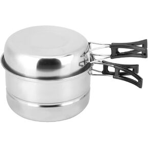 Outdoor Camping Cookware, Camping Cookware Outdoor Cook Set,Stainless Steel Portable Camp Hiking Backpacking Picnic Cooking Bowl Non Stick Pot