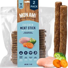 Mon Ami Variety Dog يعامل أعواد اللحوم للكلاب مع خضروات المزرعة الطازجة - يعامل الكلاب من الدرجة البشرية مع الأطعمة الفائقة - يعامل تدريب الكلاب - يعامل صحي للكلاب الصغيرة والمتوسطة والكبيرة