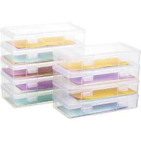 OMNISAFE 18 Pack Small Plastic Hobby Art Craft Organizer, Clear Plastic Storage Containers with Latching Lid, for Pencil Box, Lego