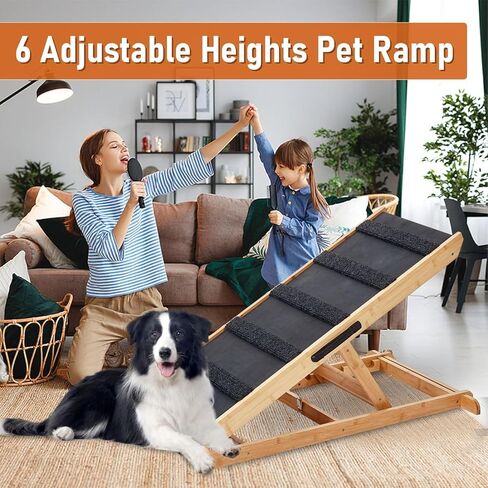 Upgraded Dog Ramp,Pet Ramp for Bed, 6 Layer Adjustable Ramp Up to 150 Lbs, 41.33" Long and Adjustable from 13.78"to 25.59"- Non Slip Rubber Surface in Kuwait