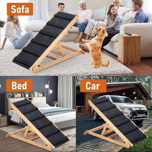 Upgraded Dog Ramp,Pet Ramp for Bed, 6 Layer Adjustable Ramp Up to 150 Lbs, 41.33" Long and Adjustable from 13.78"to 25.59"- Non Slip Rubber Surface in Kuwait