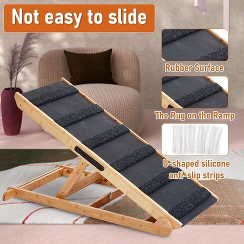Upgraded Dog Ramp,Pet Ramp for Bed, 6 Layer Adjustable Ramp Up to 150 Lbs, 41.33" Long and Adjustable from 13.78"to 25.59"- Non Slip Rubber Surface in Kuwait