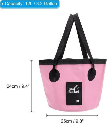 PATIKIL 3.2 Gallon 12L Collapsible Bucket, Travel Portable Water Storage Container Folding Foot Wash Basin for Outdoor Travel Camping Fishing, Light Pink in Saudi Arabia