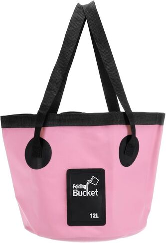 PATIKIL 3.2 Gallon 12L Collapsible Bucket, Travel Portable Water Storage Container Folding Foot Wash Basin for Outdoor Travel Camping Fishing, Light Pink in Saudi Arabia