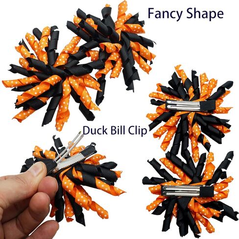 CÉLLOT 30 قطعة من إكسسوارات الشعر لعيد الهالوين وعيد الميلاد للفتيات وشريط من الحرير المضلع وأقواس دوامة مجعدة ومشابك التمساح للفتيات الصغيرات والأطفال الصغار in Kuwait