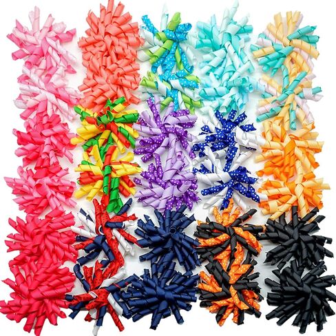 CÉLLOT 30 قطعة من إكسسوارات الشعر لعيد الهالوين وعيد الميلاد للفتيات وشريط من الحرير المضلع وأقواس دوامة مجعدة ومشابك التمساح للفتيات الصغيرات والأطفال الصغار in Kuwait