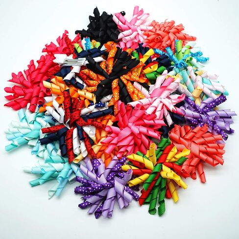 CÉLLOT 30 قطعة من إكسسوارات الشعر لعيد الهالوين وعيد الميلاد للفتيات وشريط من الحرير المضلع وأقواس دوامة مجعدة ومشابك التمساح للفتيات الصغيرات والأطفال الصغار in Kuwait