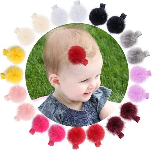 مشابك شعر للأطفال، فيونكات شعر للفتيات الصغيرات، إكسسوارات شعر للفتيات الصغيرات، مشابك شعر بوم بوم، مشابك شعر للأطفال (20 قطعة) in Kuwait